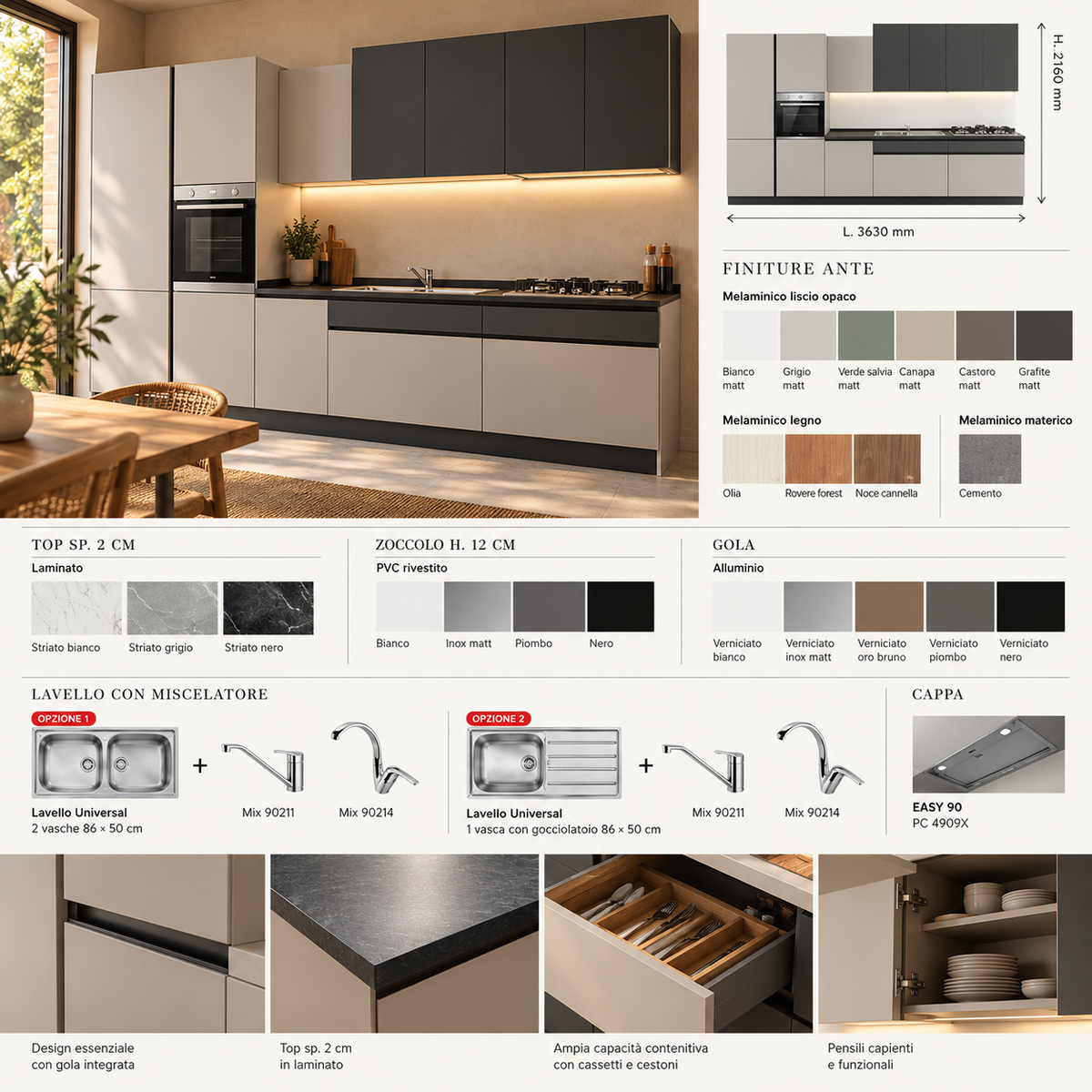 Cucina Cometa Select 363 cm Pure