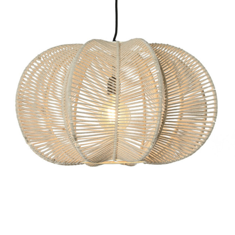 Lampadario in cotone intrecciato ecrù