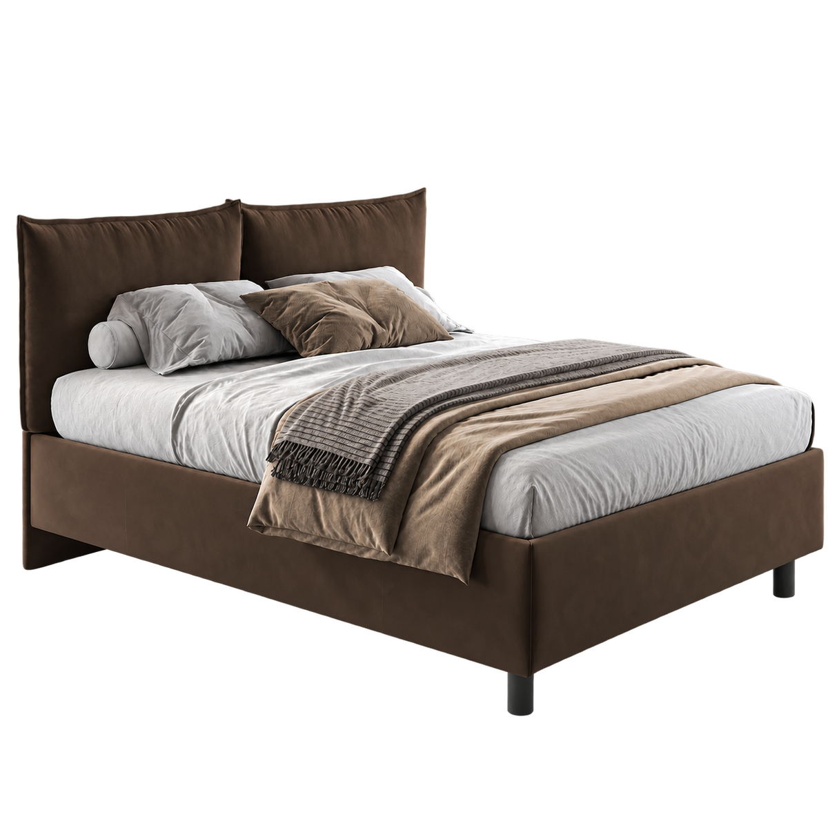 Letto Nube Matrimoniale con Contenitore e Testiera Imbottita