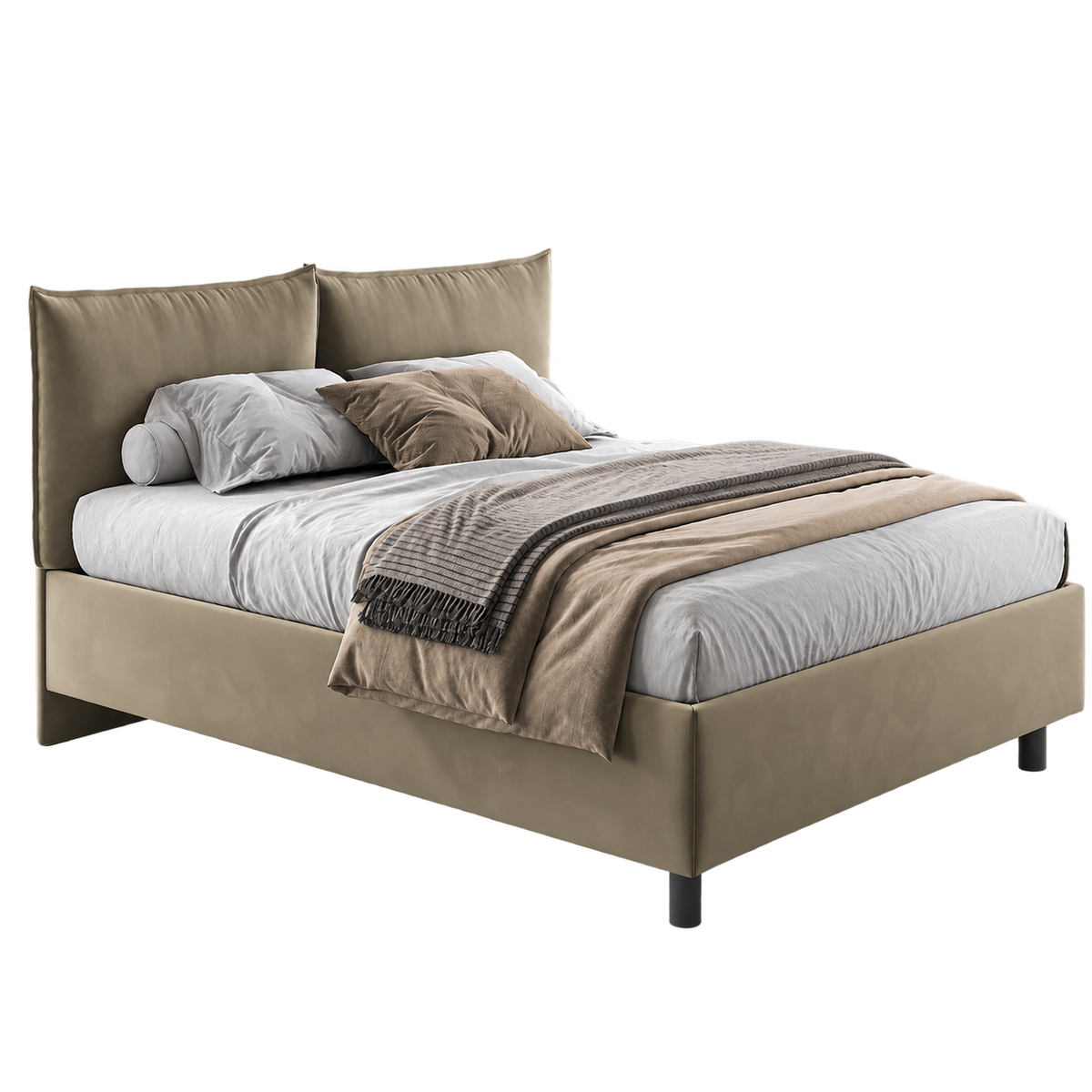 Letto Nube Matrimoniale con Contenitore e Testiera Imbottita