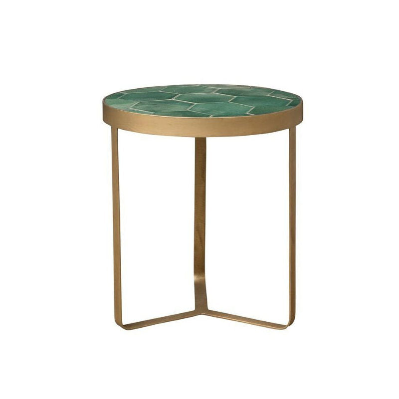 Tavolino in ceramica verde e oro
